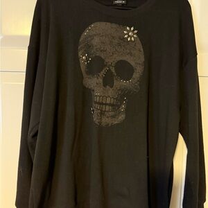 Torrid Deep Black Skull Fleece Sweatshirt